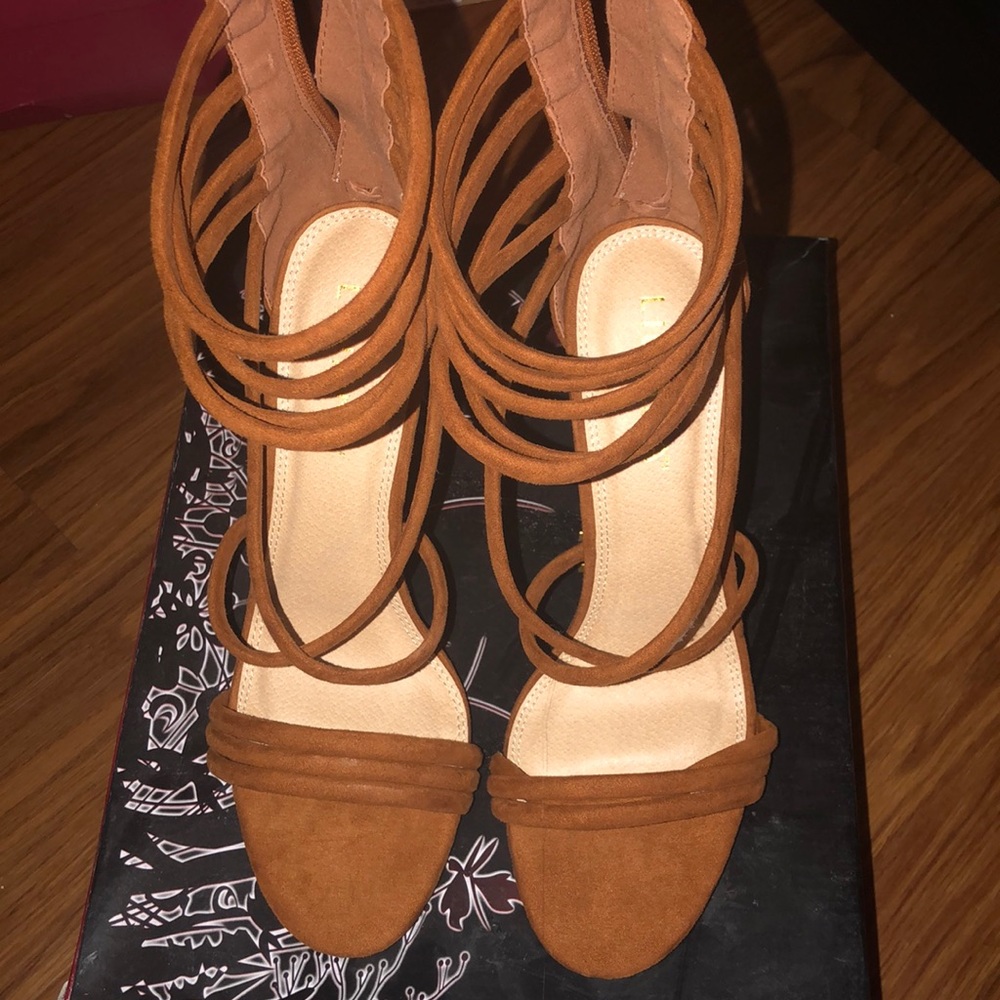 Tan suede heels